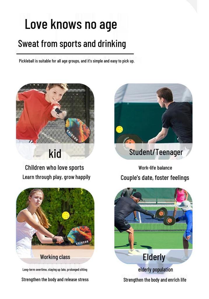 Colorful Pickleball Paddle Set for Students & Adults - Ideal for Training & Entertainment