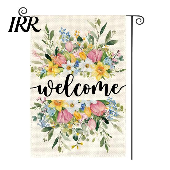 Garden Decoration Flag Hello Spring Floral 12x18 Inch Double Sided Colorful Flowers Gift for Gardeners Burlap Yard Decor Farmhouse Outdoor Lawn
