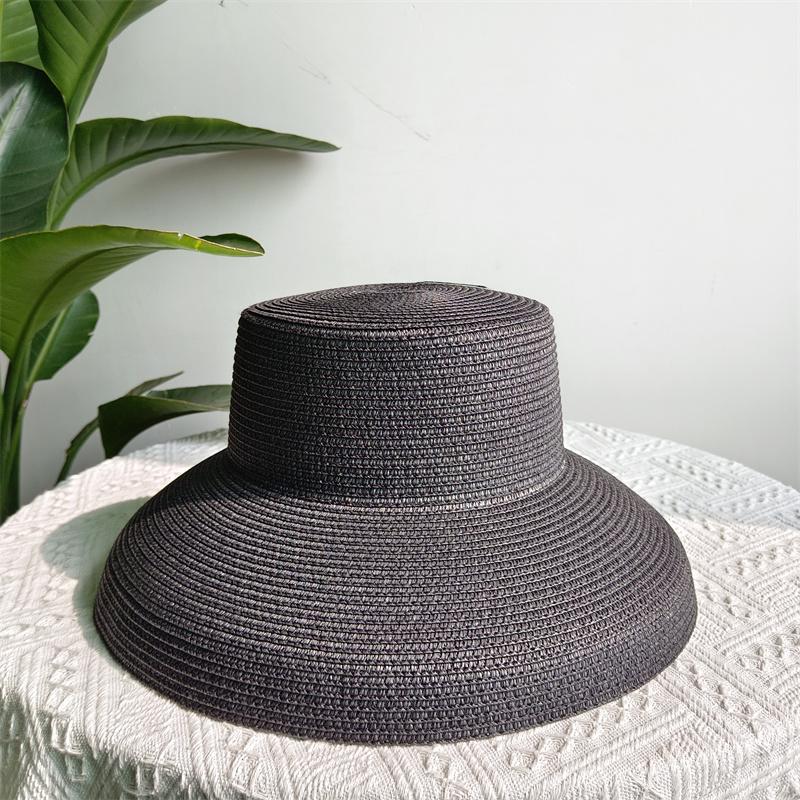 Summer Hepburn Straw Hat Retro Design Large Brim Straw Hat for Women Large Brim Orange New Solid Color Beach Vacation Large Sun