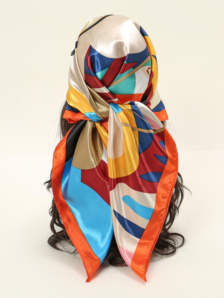 Women Square Silk Scarf Luxury Brand Large Shawl Neckerchief Print Headband Female Foulard Bandana Wraps Hijab Scarves 90*90cm