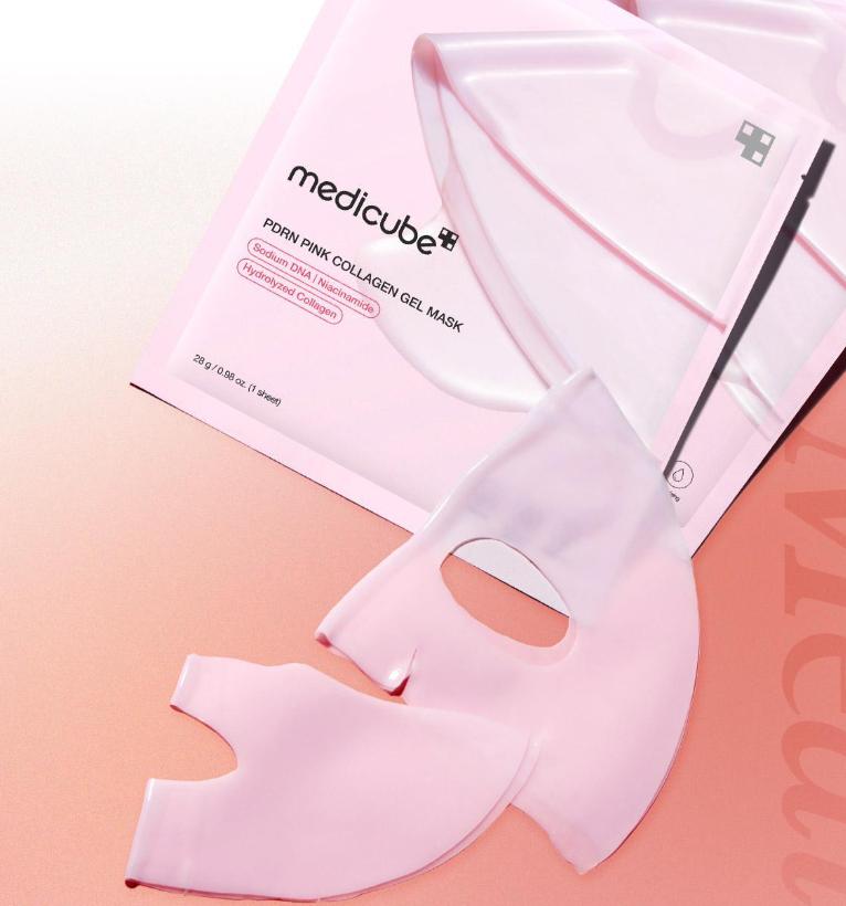 MEDICUBE PDRN Pink Kollagen Gel Maskenpackung 4 Stück - Feuchtigkeitsspendend & Straffend Koreanische Hautpflege
