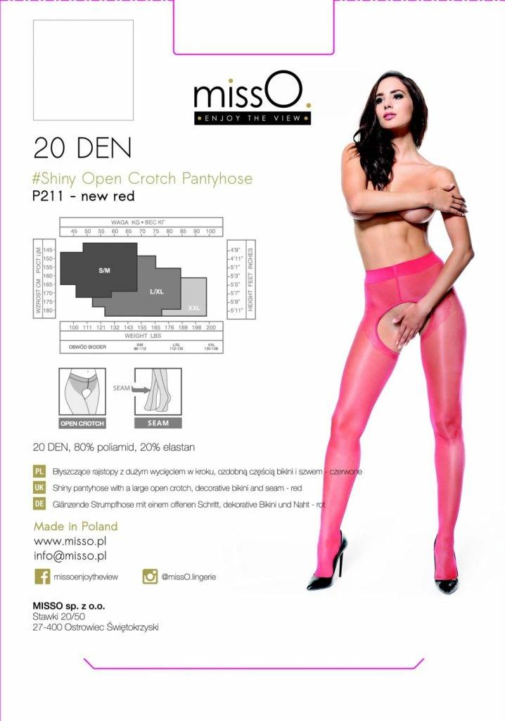 Crotchless Tights - MissO P211 Red S/M