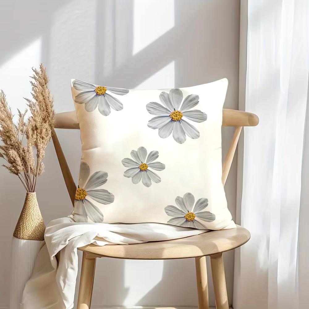 Simple Petal Patterncushion Cover Soft Plush Throw Pillow Cover | Double-Sided Decorative Cushion Case | Sofa Bedroom Home Decor