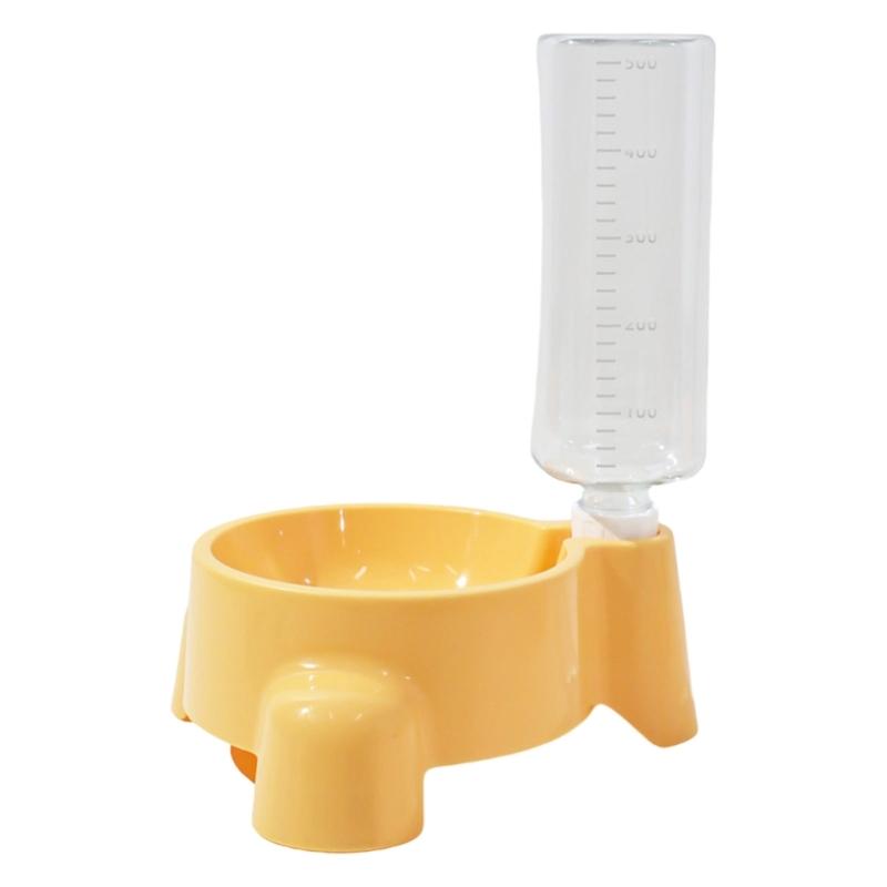 Automatic Refilling Pet Water Bowl Dish Set With 500ml Bottle Removable Tray Anti Tip Base For Small Animals
