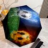 1PC Soccer Ball Flames Water Automatic Umbrella - Suitable Travel Outdoor Portable Umbrella Birthday Gift Daily Essentials