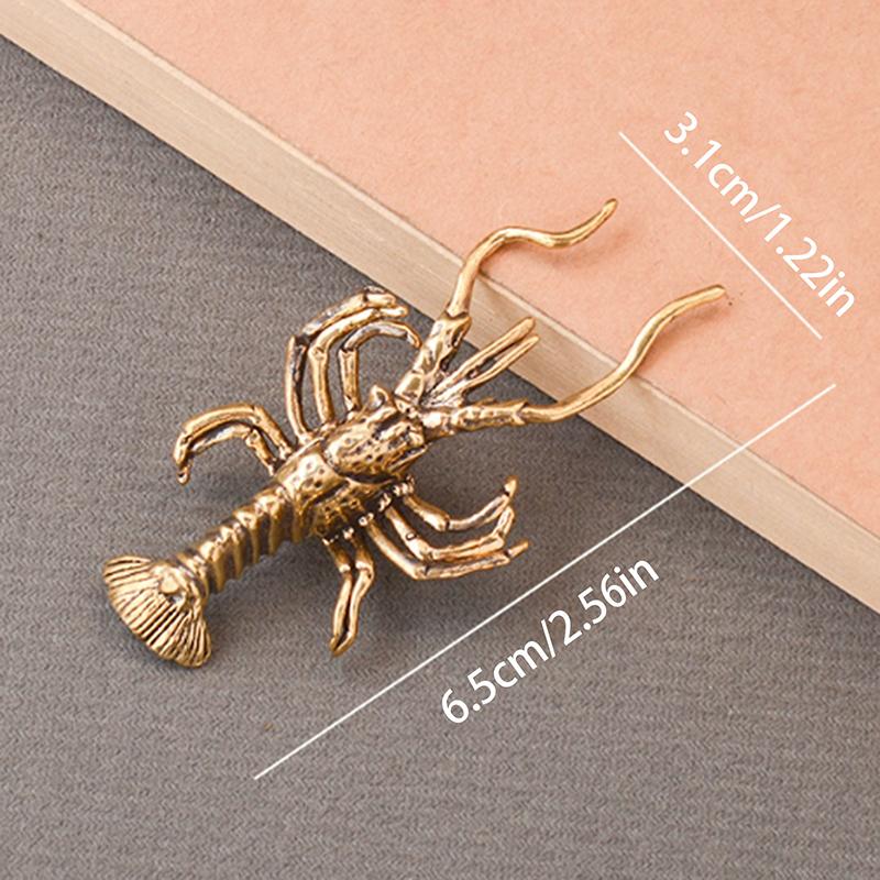 Pure Brass Artificial Lobster Miniature Figurines Vintage Ornament Fish Tank Landscaping Ornaments Office Desktop Decor Ornament
