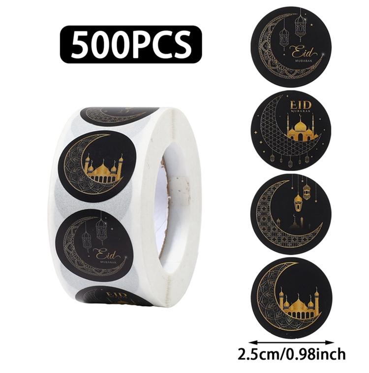 

EID Mubarak 500pcs Roll Stickers Ramadan Kareem Gifts Packaging Seal Stickers Islam Muslim Festival Party Decor EID Gift Labels 500pcs
