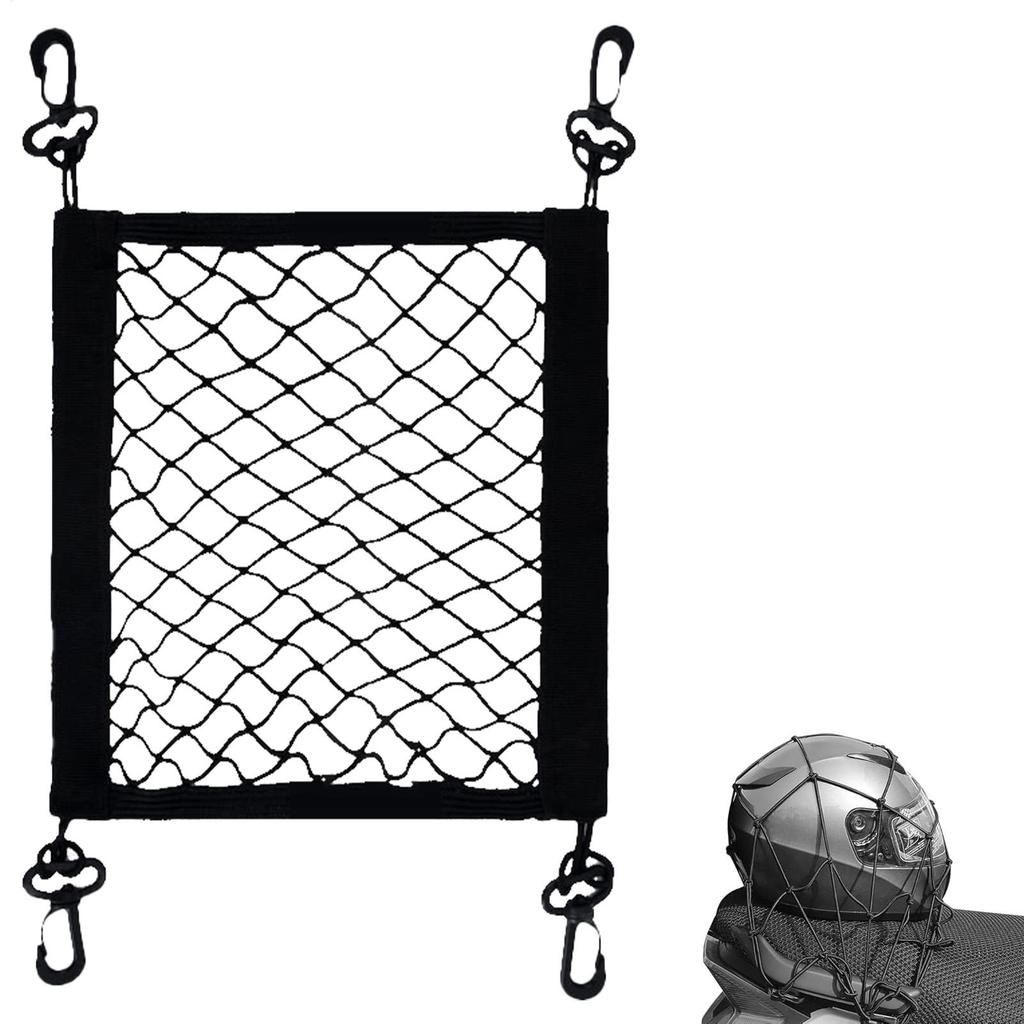 Motorcycle Cargo Net High Elastic BungeeNet With 4 Adjustable Hooks 360Degree Rotatable Easy Installation Motorcycle Luggage Net