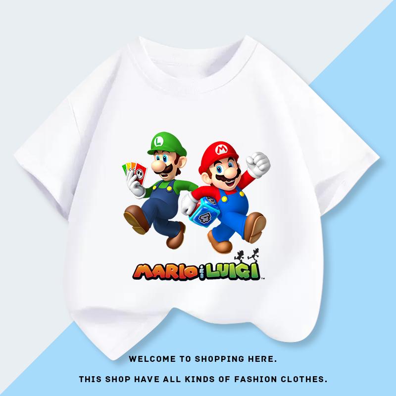 Super Mario Brothers Mens and Womens Clothing Short Sleeve New Tshirt Half Sleeve Summer Top Stylish Childrens Clothing