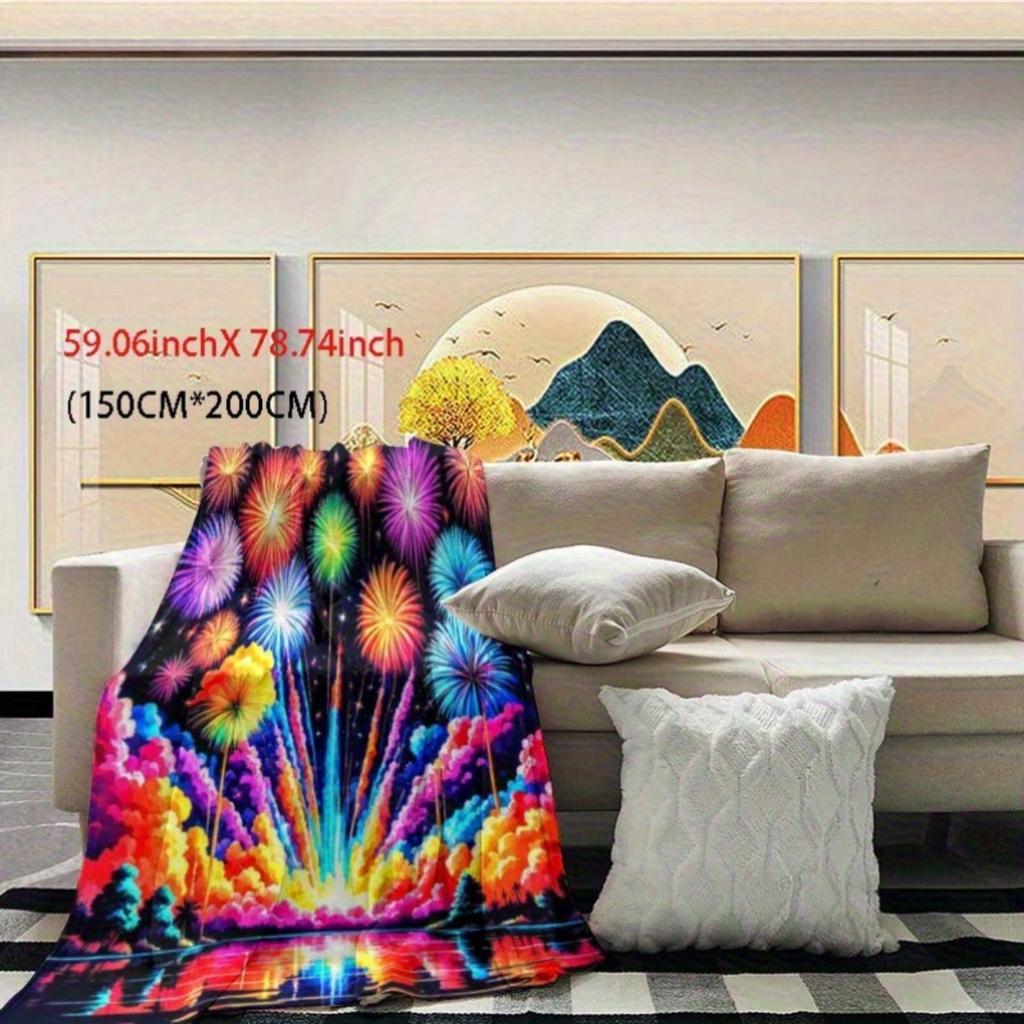Sky Pattern Flannel Blanket - Soft and Warm, Suitable for Sofas, Beds, Chairs, Camping, and As a Holiday Gift for Family
