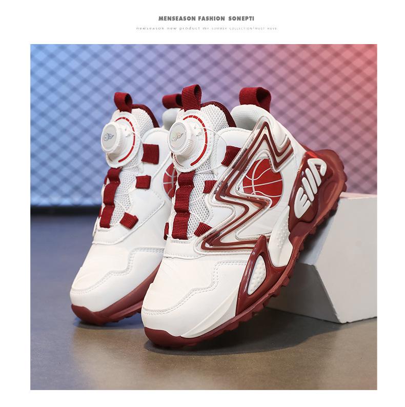 Boys' Trendy Rotating Buckle Basketball and Running Shoes - Autumn/Winter Collection