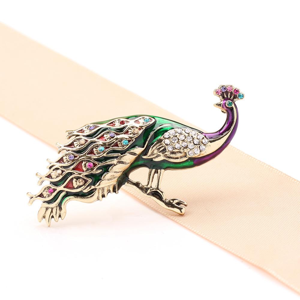 Vintage Classic Women Men Enamel Peacock Badges Brooch