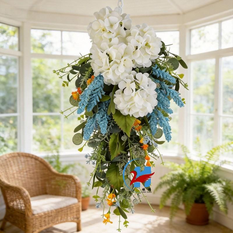 Hanging Floral Wreath Decor Harvest Festival Doorway Wall Display Modern Minimalist Silk Flower 60x35cm