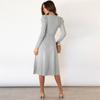 Knitted Dress Big Swing Dress Base Sweater Dress Slimming High Waist Bubble Long Sleeve Mid-Length