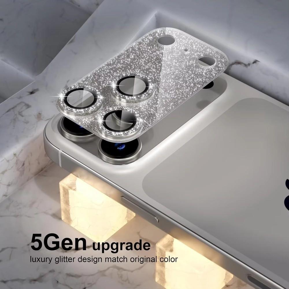 Bling Full Glitter Lens Protector Full Cover Metal Tempered Glass Camera Lens Cover Anti Scratch for IPhone 17Pro 17 Pro Max