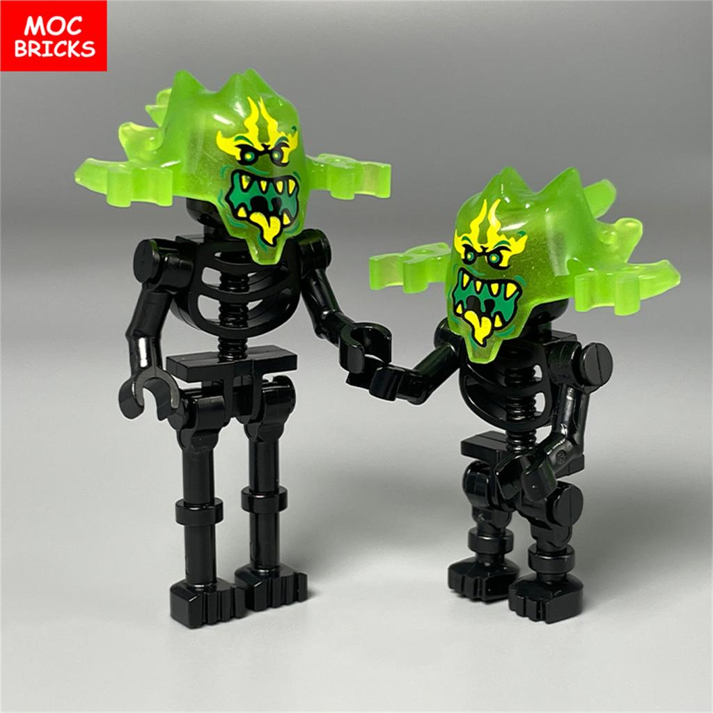 Non-Toxic Moc Bricks Halloween Luminous Helmet Action Figure Ghost Building Blocks Accessories Kids Gifts Kids Toys