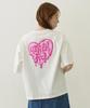 Milkfed Casual Melty Heart Foam Print Wide Short Sleeve White Tee, Women's,
