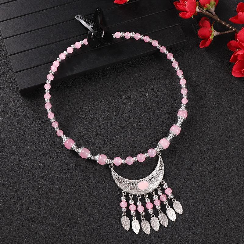 Glasierter Perlenfransenkragen Damen Halskette Retro Exotischer Stil Miao Stirnschmuck Augenbrauenanhänger Tibetischer Kopfschmuck