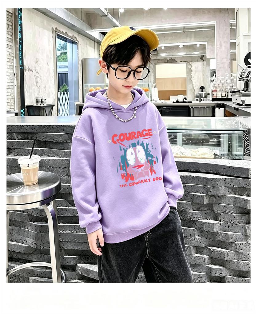 Children's hooded sweatshirt,trendy,American retro cartoon pattern print,large-sized loose-fitting versatile hooded top for boys