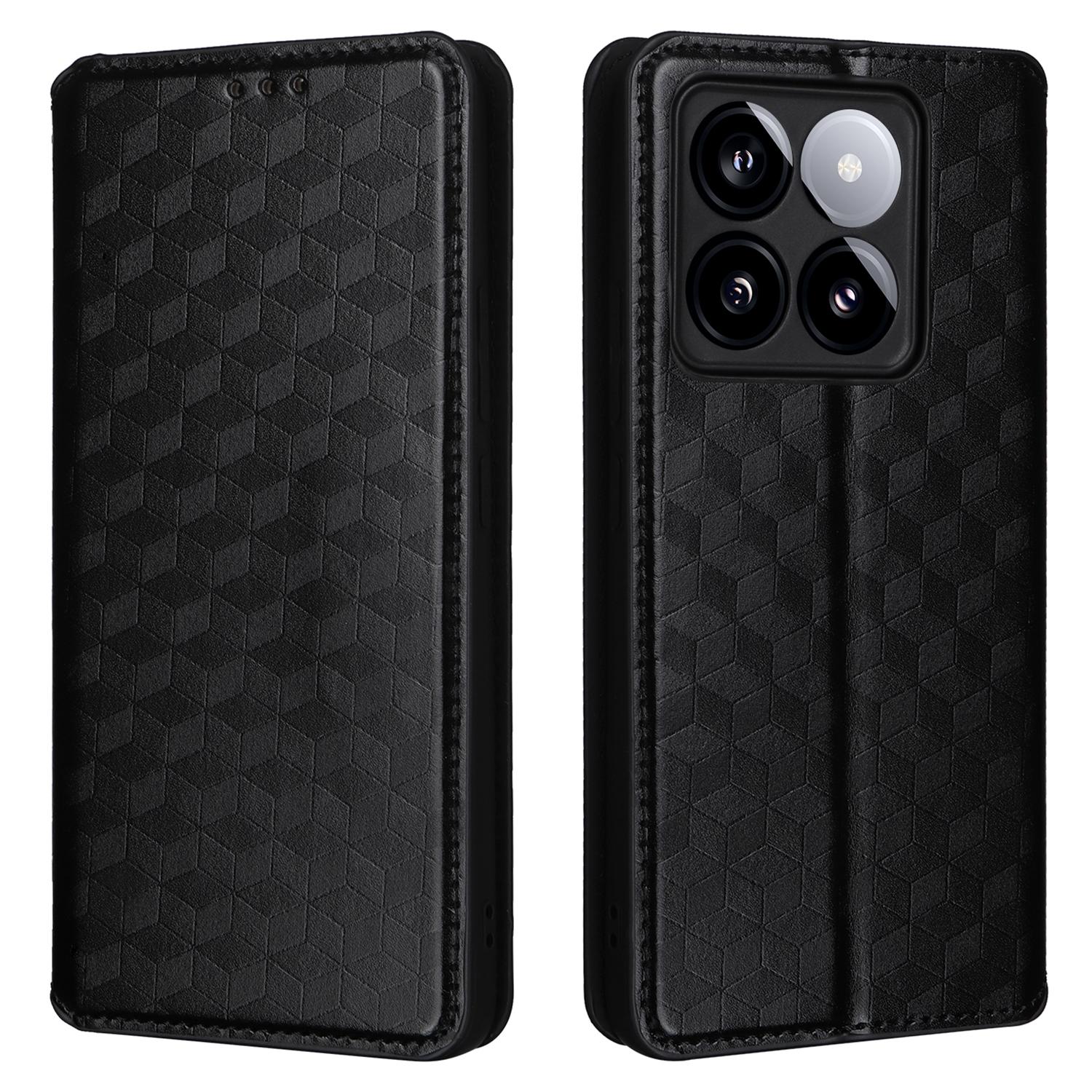 For Xiaomi 14T Wallet Case Rhombus Imprinted Leather Phone Cover A