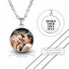 Amaxer Personalisierte Herzfarbe Foto Halskette Benutzerdefinierte Bild Text Gravur Runde Form Edelstahl Anhänger Schmuck Geschenk