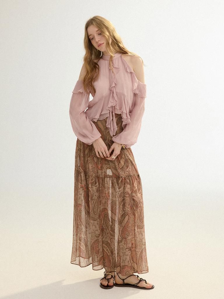 Sinseuden Vintage Paisley Long Skirt
