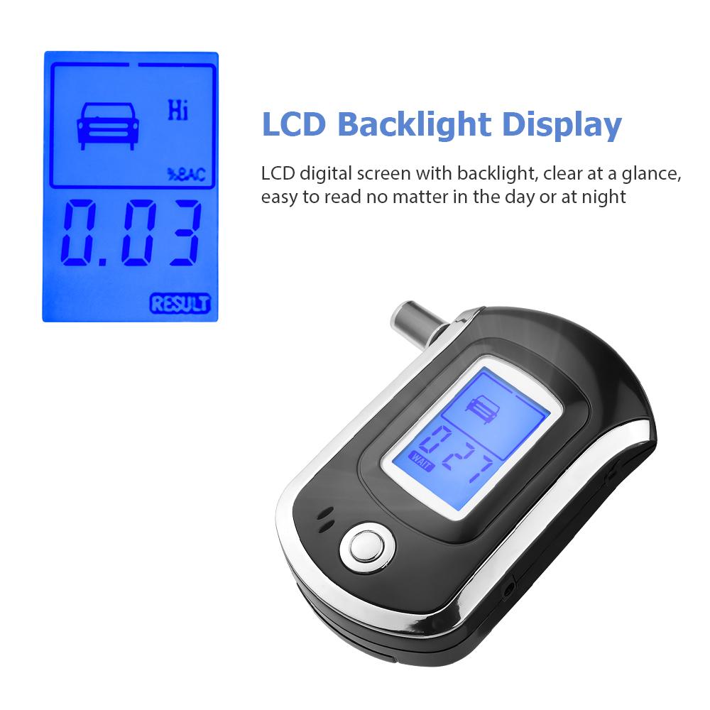 Buy Portable Breathalyzer with 6 Mouthpieces Breath Alcohol Tester LCD