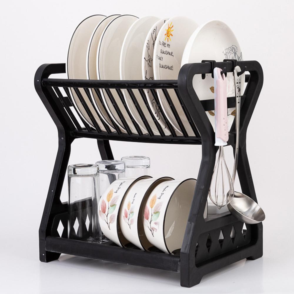 Storage Rack, Drain Rack, Bowl Rack, Kitchen Storage Rack, Double-Layer Dish Rack Storage Dish Drainer Dish Dryer Organizer Shel