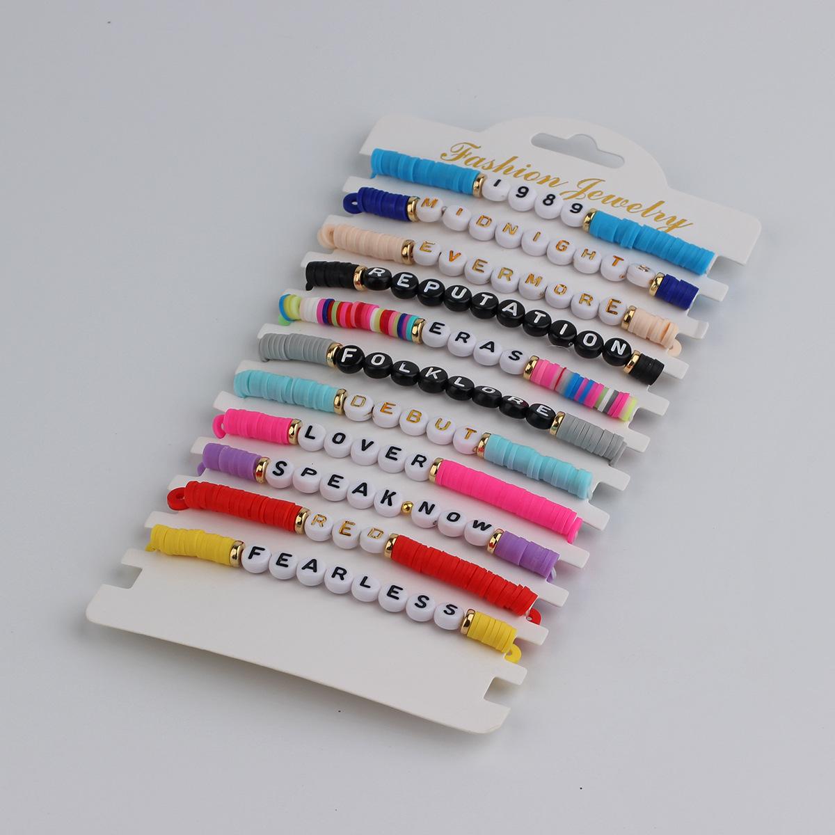 

JYL TS Bracelet Friendship Pink Letter Style Attracts Joy And Loyal Connections 11 pieces set with paper card золотой
