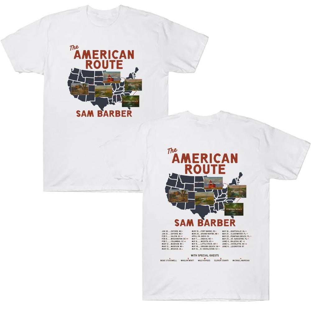 Sam Barber 2026 US Tour Muster T-Shirt Sam Barber Merch Cosplay Herren Damen Mode Reines Baumwoll-T-Shirt Streetwear Y2K