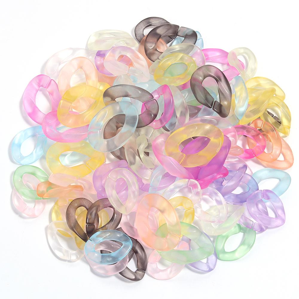 20Pcs/lot Acrylic Twisted Buckle Chain Color Assembled Loose Rings for DIY Bag Chain Glasses Phone Chain Connector Accessories