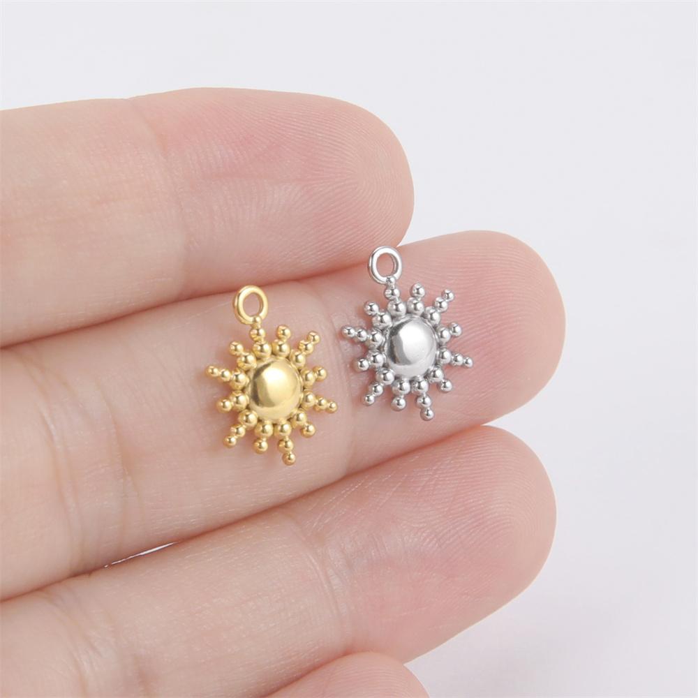 My Shape 5 pcs Small Sun Charms DIY Summer Anklets Bracelet Necklace Stainless Steel Pendants for DIY Jewelry Making