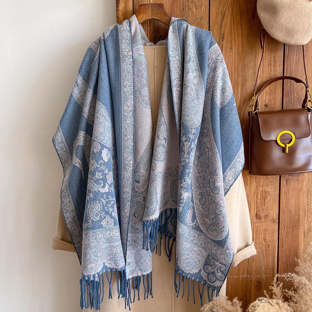 Retro Cashew Jacquard Imitation Cashmere Jacquard Shawl Women'S, Flowers Are Specially Designed For Thick And Warm Outfits