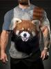 Cute Red Panda Graphic T Shirt For Men Fun Animal 3D Printed Short Sleeve Tops Summer Casual Round Neck Loose Y2k Unisex Tees