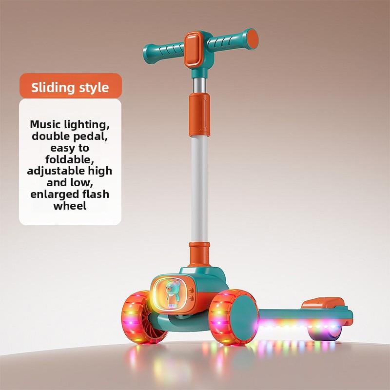 Outdoor New Riding Scooter Big Model Teenage Mobility Scooter Flash Toy Car Folding 2-In-1 Multi-Function Pedal Scooter Folding