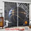 2 Stück Basketball moderne Kunst bedruckte Vorhänge, Stangentasche Raumdekoration, Heimdekoration