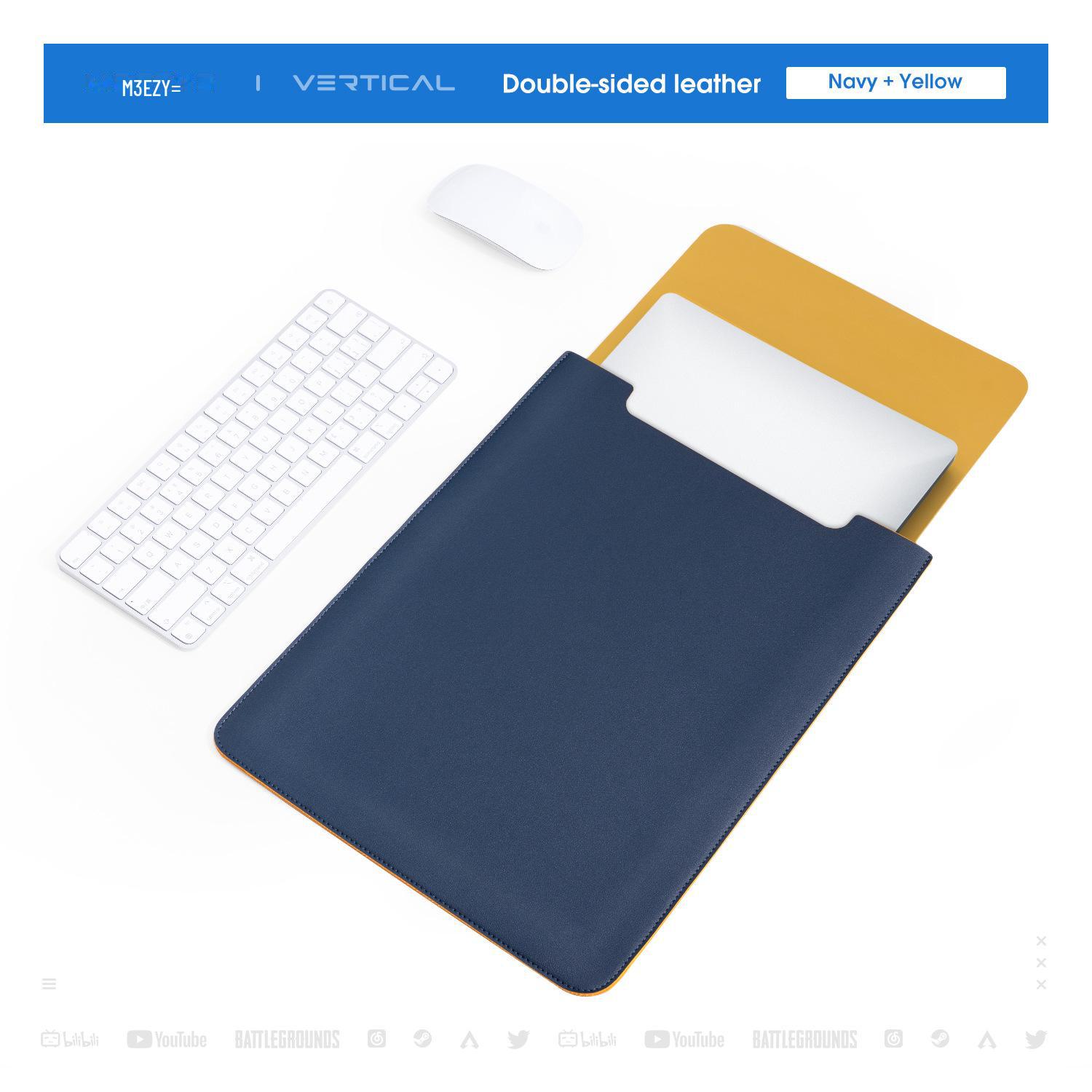 

Немагнітна шкіряна сумка для ноутбука для Apple M2, Huawei, Lenovo Xiaoxin і планшетних комп ютерів. 13/13.3/14 inches жовтий/темно-синього кольору