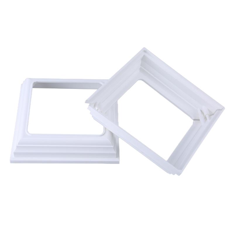 White Plastic Post Sleeve 4x4Inch Interior Diameter Base Trim Easy Install Skirt for Deck Porch Railing Column (4Pack)