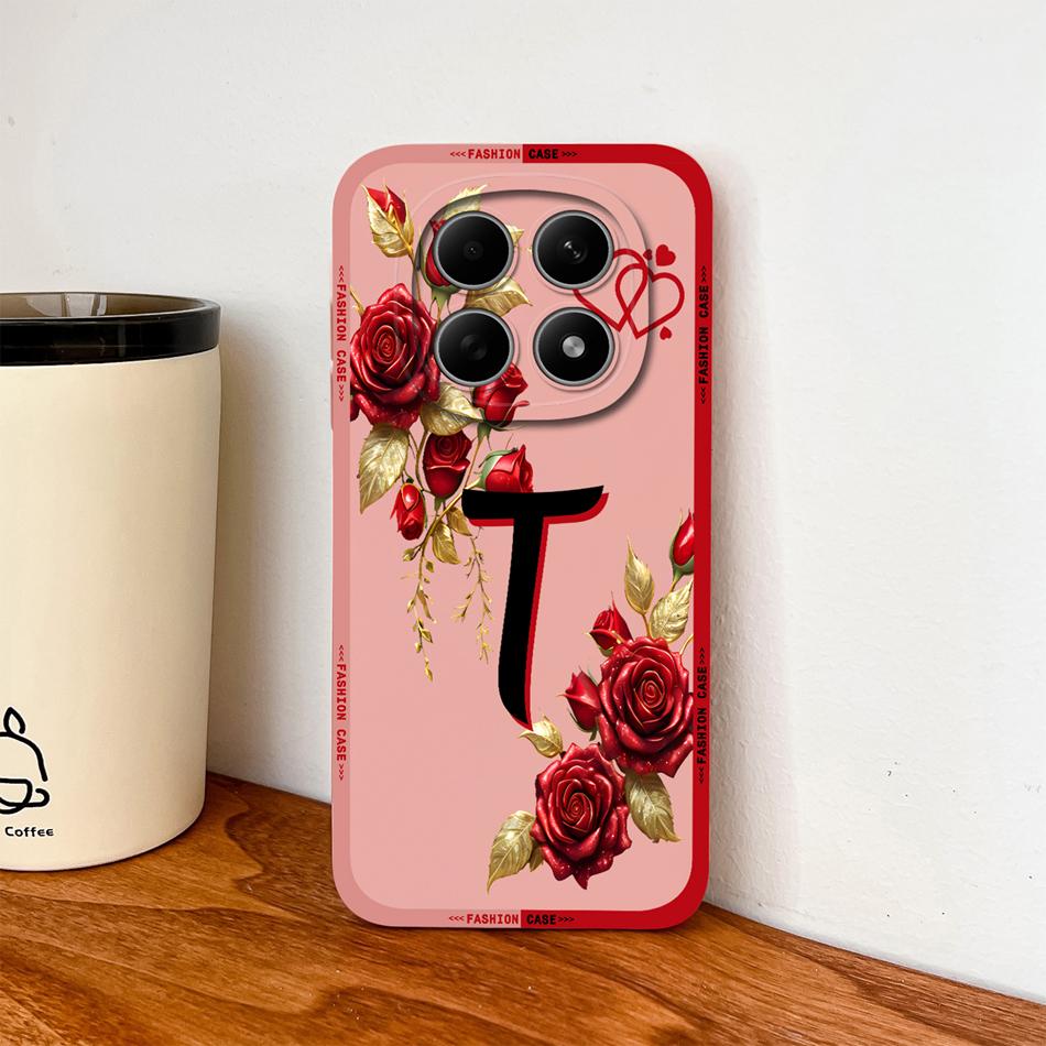 Case For Poco M8 Pro / Poco M5 M5S Fashion Rose Letters Soft Liquid Silicone Phone Shell For Poco M 8 M 5 Lightweight Funda