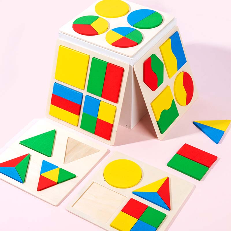 Дитячі Геометричні Фігури Дерев'яні Пазли Іграшки Діти Освітні Монтессорі Іграшка для Раннього Навчання Просвітництво та Пізнання TMZ