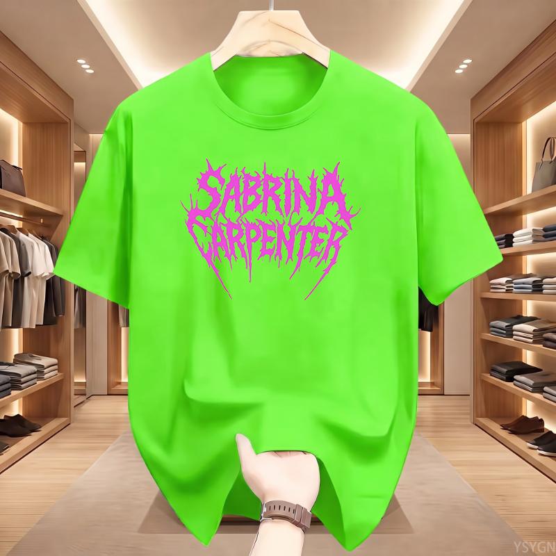 Sängerin Sabrina Carpenter Musik Y2k T-Shirt Unisex Unisex Vintage Mode Hochwertiges T-Shirt Oversized Baumwolle Rosa Logo T-Shirts Geschenke