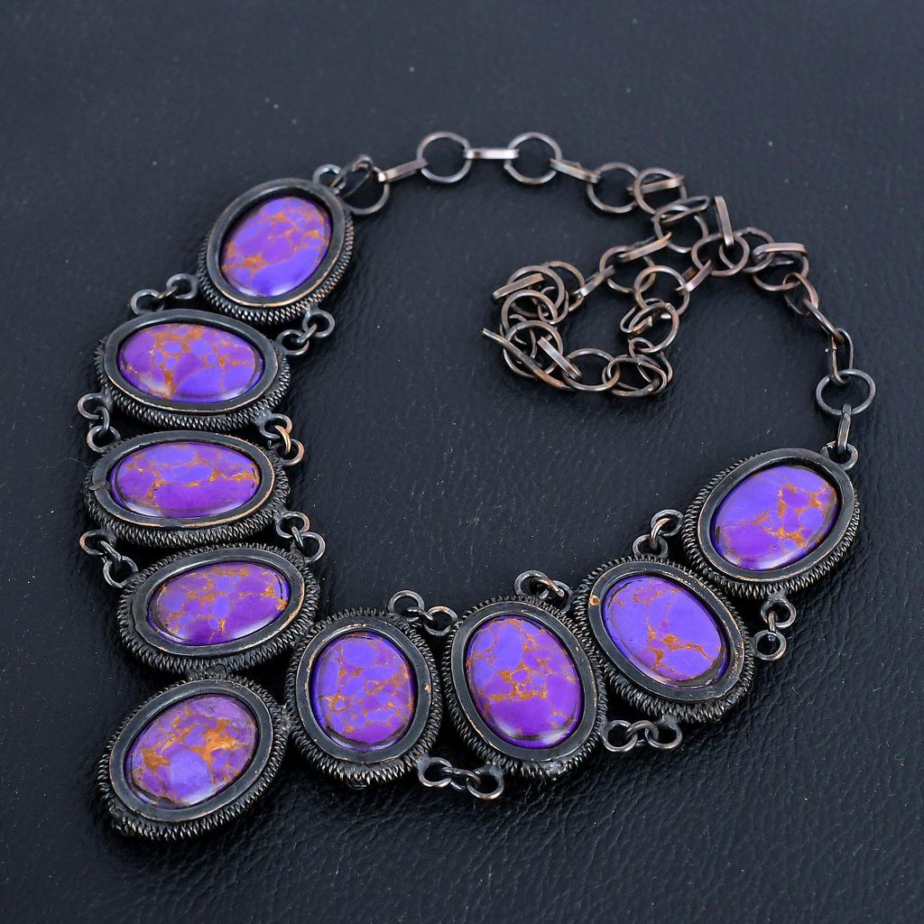 Purple Turquoise Necklace, 999 Copper Wire Wrapped Gemstone Jewelry, Handmade Necklace Amazing Jewelry, Gift For Her