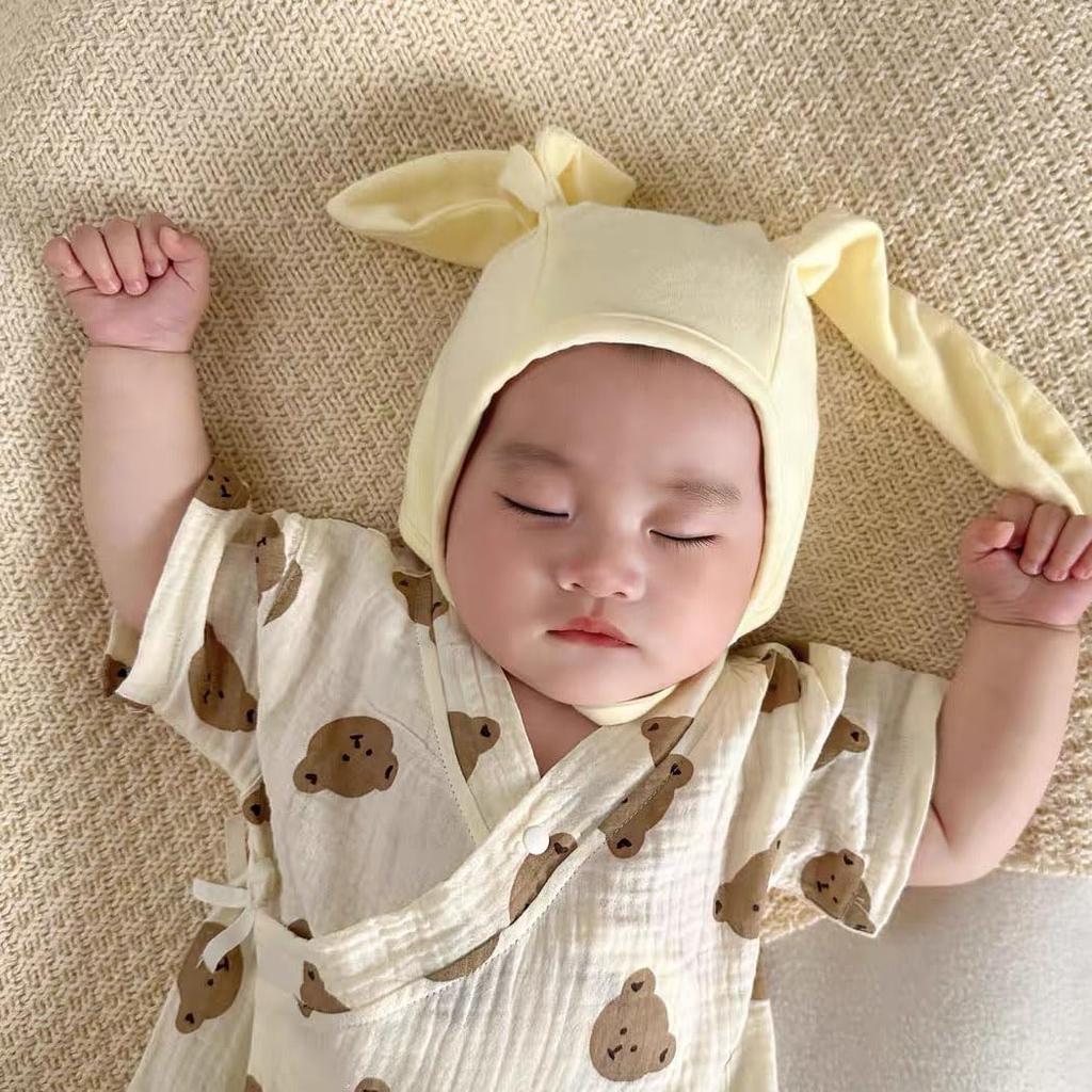Baby Yukata Jinbei Romper Coverall Summer Baby Floral Pattern Baby Clothes Romper Short Sleeve Open Front Clothing Cotton Soft HF10 of [SLINX] Boys'
