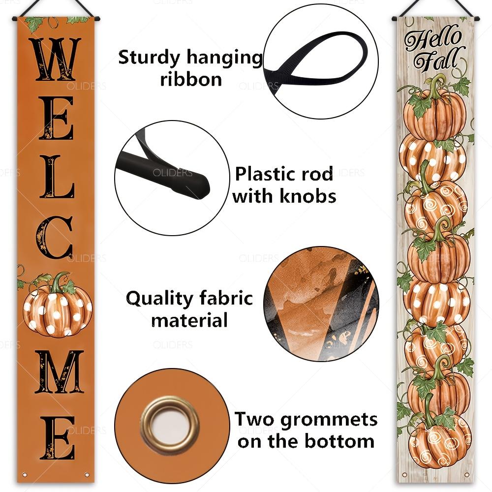 Fall Thanksgiving Porch Sign Rustic Harvest Pumpkins 1 Pair Polyester Indoor Outdoor Decor