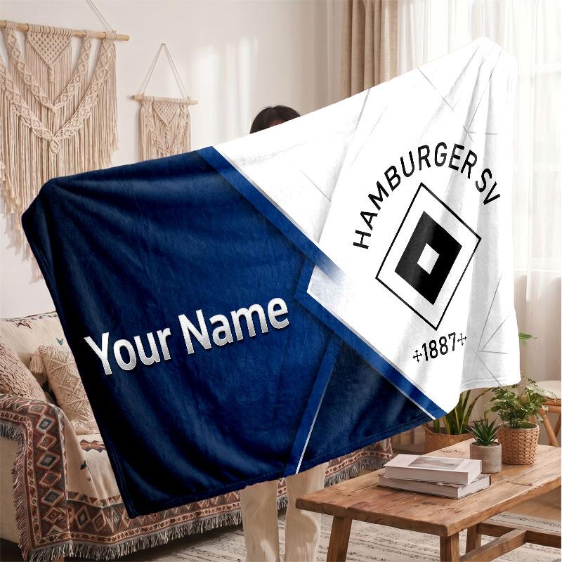 Hamburger SV Personalisierte Fleecedecke Mit Fußballlogo, Benutzerdefinierter Name Text Weich Warm Heimdecke