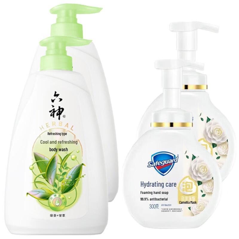 Liùshén Cool & Refreshing Body Wash and Camellia Scent Hand Soap Bundle