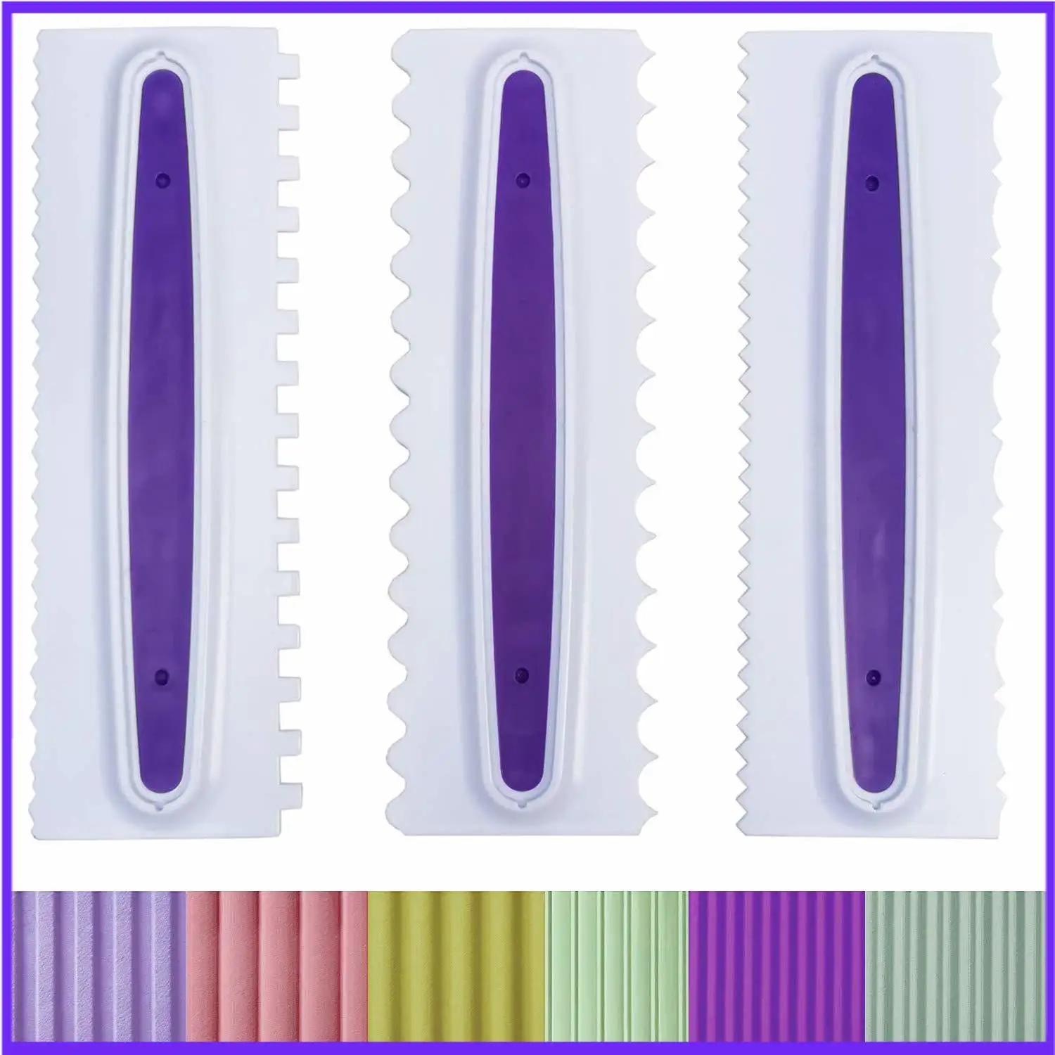 

Set of 3 Decorating Comb and Icing Smoother Decorating Mousse Butter Cream Cake Edge Tools Scraper Polisher bakery accessories белый