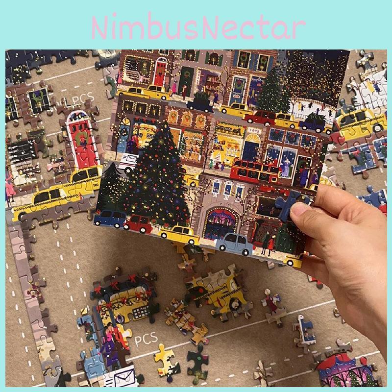 Winterliches Weihnachtliches Straßenbild Muster Puzzle Spielzeug Für Erwachsene Und Zum Stressabbau