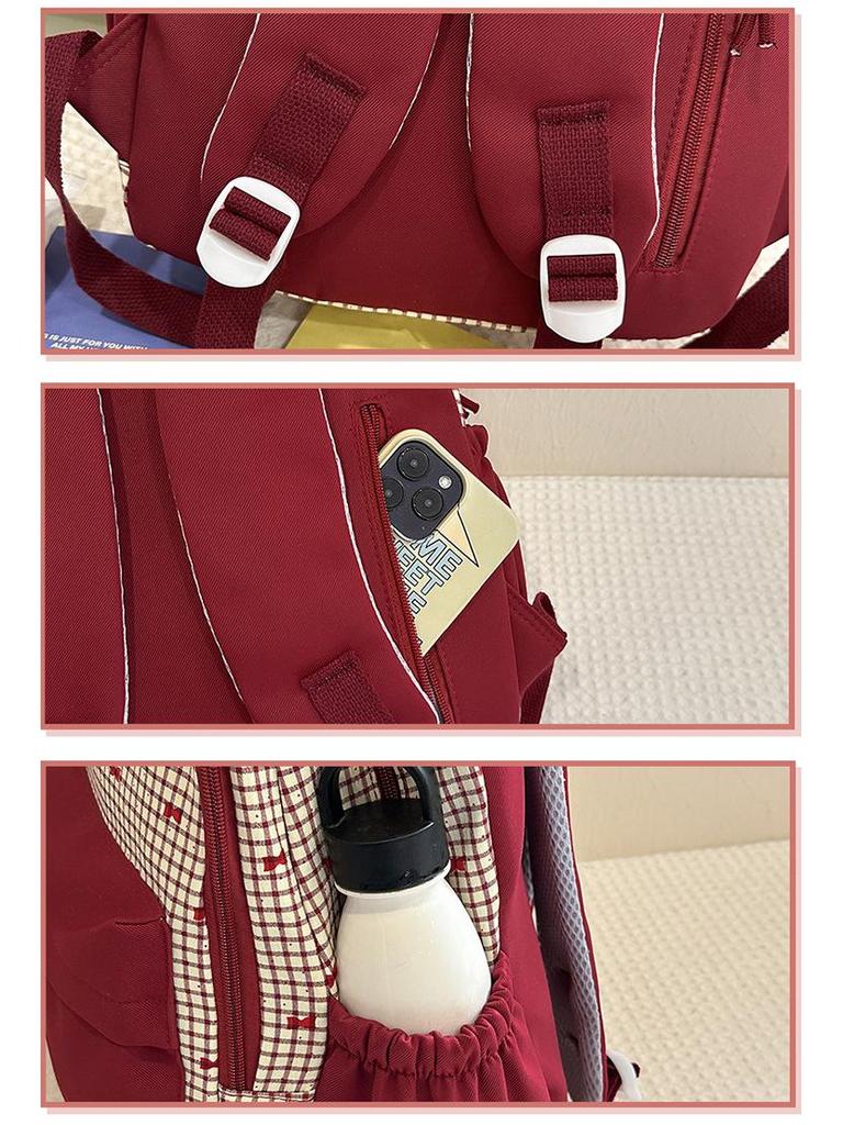 Słodki plecak w stylu japońskim z kokardą: Lekka, wodoodporna torba na ramię dla uczniów szkół średnich i ponadgimnazjalnych.