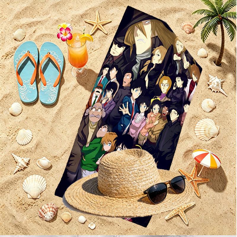 Detective Conan Print Beach Towel, Versatile Lightweight Absorbent Beach Towel for Pool Surf Yoga Bathroom, Perfect Birthday Holiday Gift